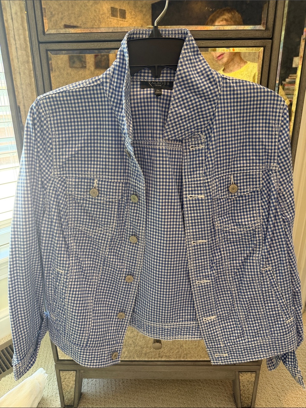 Talbots Blue Gingham Button-Front Jacket